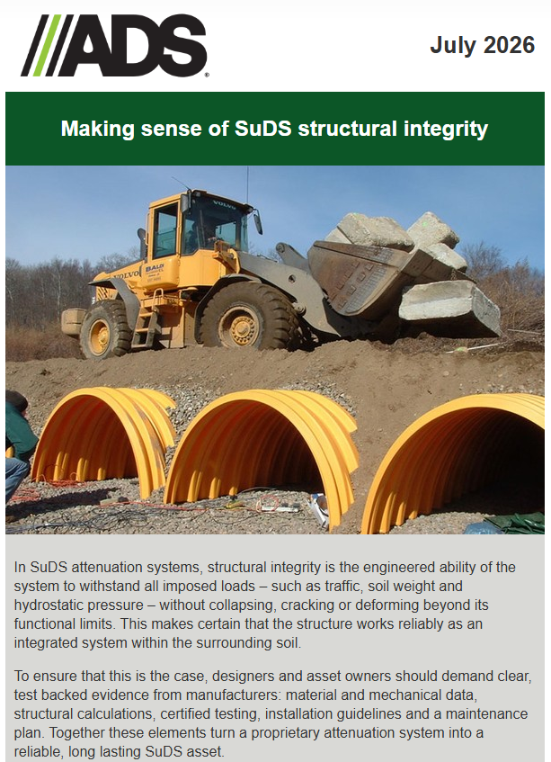 ADS making sense of SuDS attenuation structural integrity | Latest Newsletter